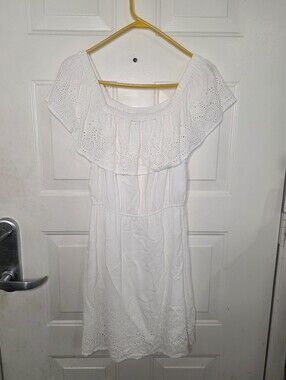 Lucky Brand White Eyelet Off -Shoulder Summer Dress Size Medium